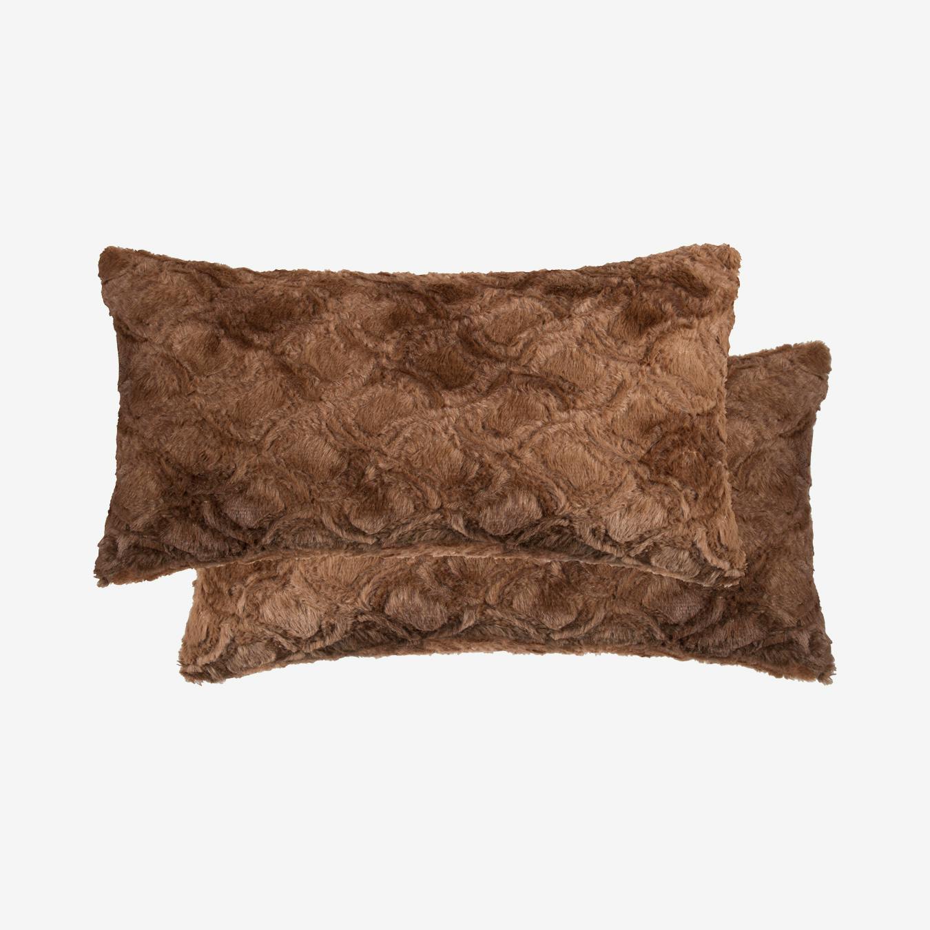 Faux fur pillow top and throw set